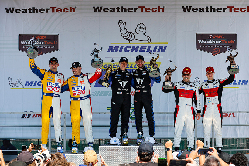 GTD Podium, #57: WINWARD RACING, Mercedes-AMG GT3, GTD: Russell Ward, Philip Ellis, #96: Turner Motorsport, BMW M4 GT3 EVO, GTD: Patrick Gallagher, Robby Foley, #70: Inception Racing, Ferrari 296 GT3 EVO, GTD: Brendan Iribe, Frederik Schandorff
