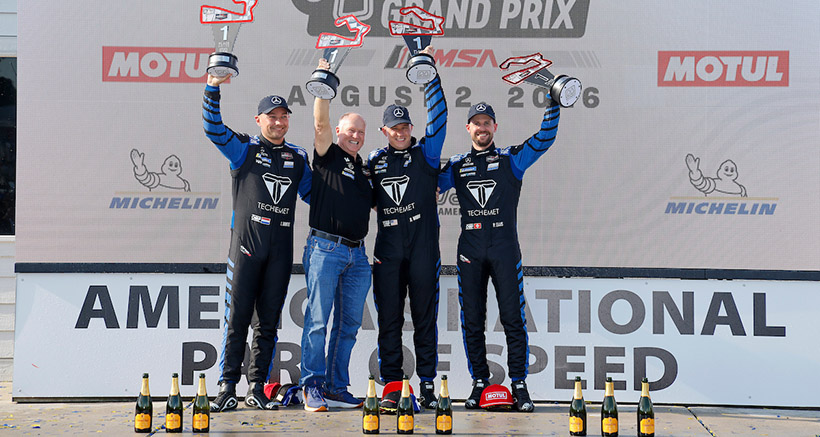 #57: WINWARD RACING, Mercedes-AMG GT3, GTD: Russell Ward, Philip Ellis, Indy Dontje on the podium
