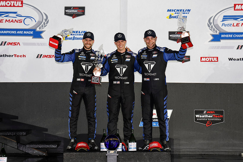 #57: WINWARD RACING, Mercedes-AMG GT3, GTD: Russell Ward, Philip Ellis, Indy Dontje celebrate in victory lane