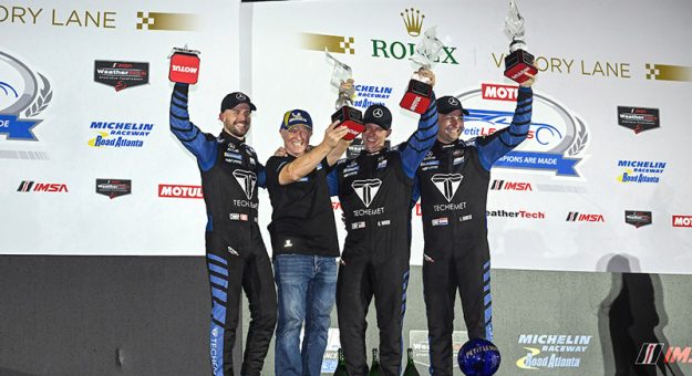 #57: WINWARD RACING, Mercedes-AMG GT3, GTD: Russell Ward, Philip Ellis, Indy Dontje celebrate in victory lane